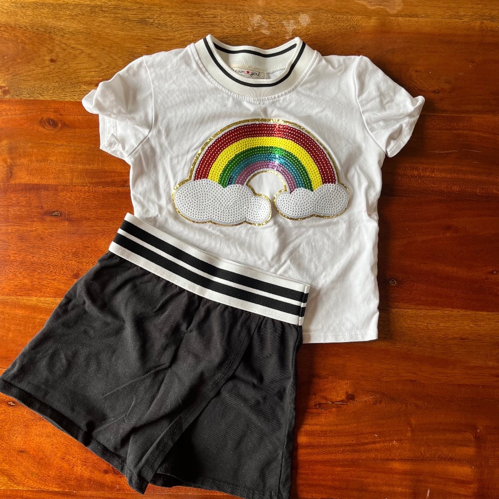 Girl t-shirt skort set, rainbow